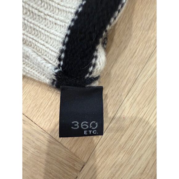 360 Etc.	FEMME Beige and Black Beanie with  Fur PomPom - Picture 5 of 9